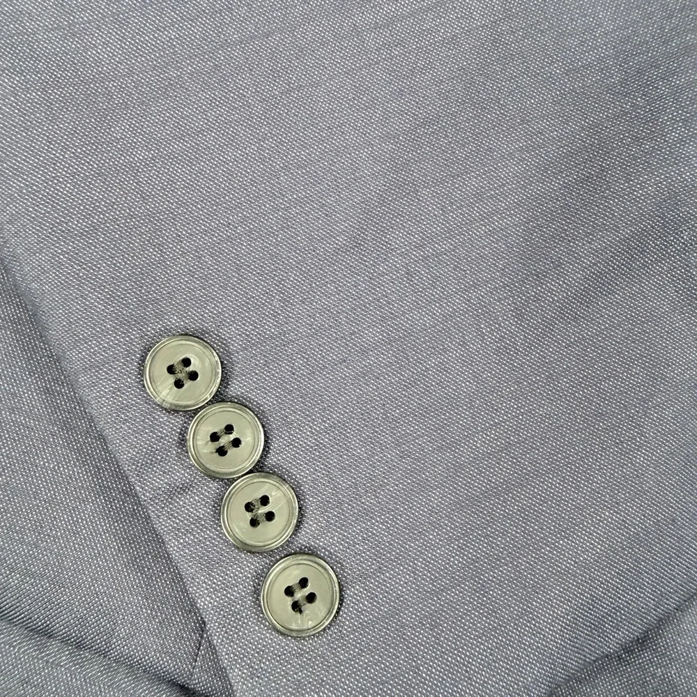 Mens 2 Button Suit Set Blazer and Trousers Blue Grey Textured Modern Fit